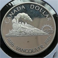 1986 Canada $1 Silver Coin Steam Engine .81 oz.