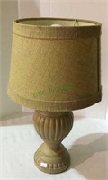 Accent table lamp of composite wood look with