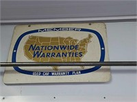Vintage Nationwide warranties sign. Measures