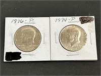 2 Kennedy Halves (1976, 1974)