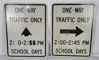 (2) One Way Traffic Metal Signs