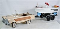 Custom Murray Woody Pedal Car w/ Boat & Trailer