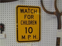 ANTIQUE "WATCH FOR CHILDREN" SPEED LIMIT SIGN