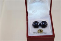 14KT Gold  Fresh Water Black Pearls Earrings