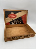 1930’s Cross Carpet Tack Wood Box Advertising