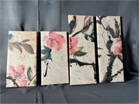 Asian Ink Flowers Canvas Wall Art Qty 4