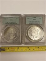 Pair of 1881 – S Morgan silver dollars