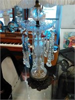 Vintage crystal & brass table lamp