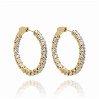 14kt Gold 6 ctw Diamond Inside Out Hoop Earrings