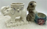 Elephant and bunny flower pots