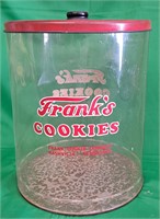 RARE FRANKS COOKIE STORE DISPLAY CAN W LID 12" T