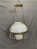 Antique Hanging Light with White Shade