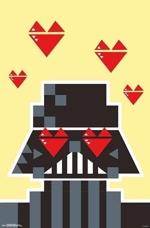 Retro Darth Vader Hearts Poster 22x34"