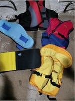 Life jackets one adult two kids two floats