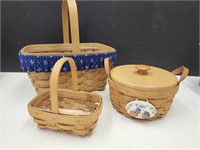 (3) Longaberger Baskets, 6", 7" and 10.5"