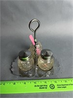 Glass on Tray Salt and Pepper Shakers