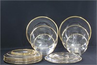 17 pcs Gold Trimmed Glass Plates