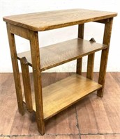 Vintage Tiger Oak Side Table W/ 2 Shelves