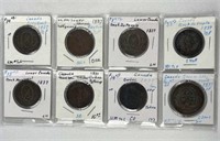 (8) 1837 Bank of Canada 1/2 Cent + 1 Cent Tokens
