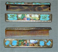 Silver-Enameled Combs. Lot of 2.