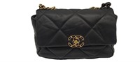 CC Quilted Black Bag with Red Interior