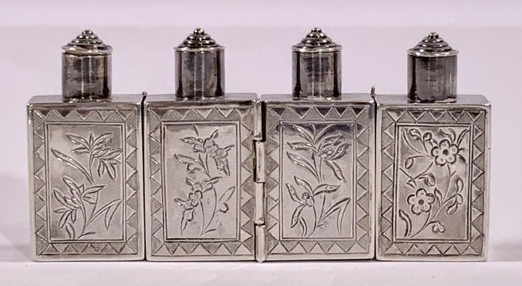 Qing - silver folding snuff bottles, 94g, Chinese