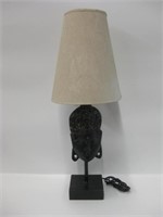 29" Tall Carved Wood Indonesian Lamp