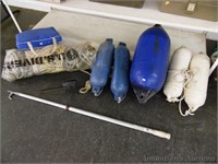 Boat Bumper Buoys, Pole, Rope & Float Seat