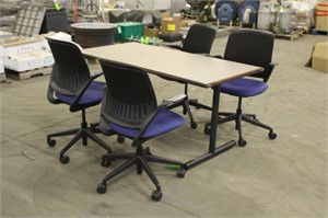 (4) Office Chairs, (1) Table Approx 60"x30"x28"