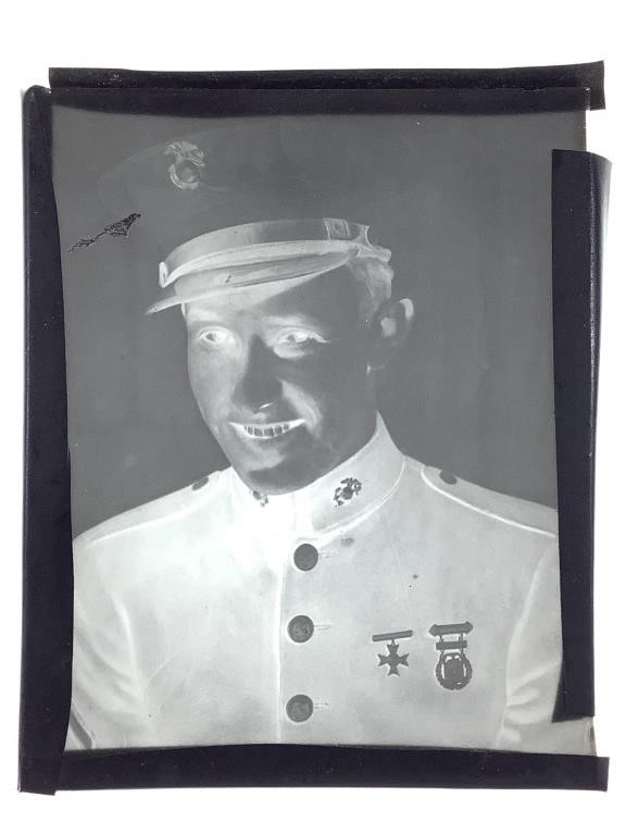 Glass Plate Negative w/ Photo of Uniformed Soldier