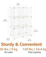 6-Cube Wire Grid Stackable Storage Shelves