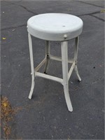 Metal shop stool, painted white