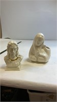 Ceramic jesus and mary bust decor