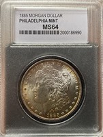 1885 Morgan Silver Dollar WCG Slabbed (MS64)