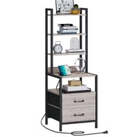 TRIFEBLE Tall Nightstand with Charging Station an