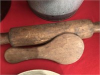 Primitive Rolling Pin and Butter Paddle