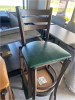 3 green metal frame chairs vinyl cushion seat