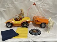 Vintage Barbie play set including Barbie car with
