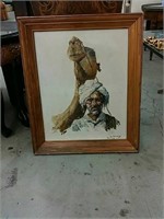 Oil painting of desert camel & rider