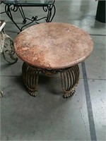 Iron base marble top lamp table
