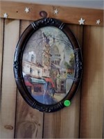 WOOD OVAL FRAMED PICTURE