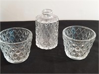 3pc Beaded Curtain Pattern Votives & Lamp Bottle.