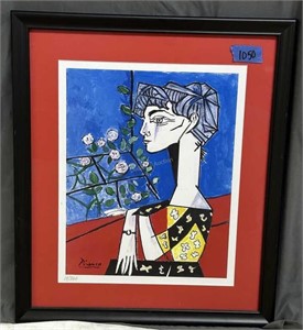 Picasso framed litho of lady " Jacqueline with Flo