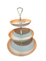 Elegant Three-Tiered Serving Tray with Silver Hand
