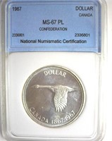 1967 Dollar NNC MS67 PL Confederation