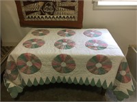 94" x 86" PINK AND GREEN PATTERN QUILT