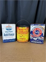 Lot of 3 Vitnage Antifreeze & Grease Cans