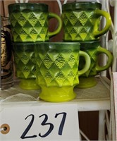 (5) FireKing Kimberly Green Ombre Coffee Mugs