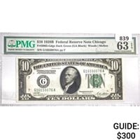 1928B $10 Fed Reserve Note PMG Ch UNC 63