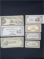 LOT OF (7) WWII JAPANESE INVASION CURRENCY